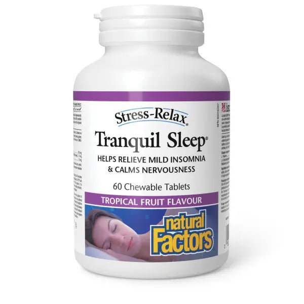 Natural Factors Tranquil Sleep Tropical Fruit Flavor Chewable Tablets - Nutrition Plus