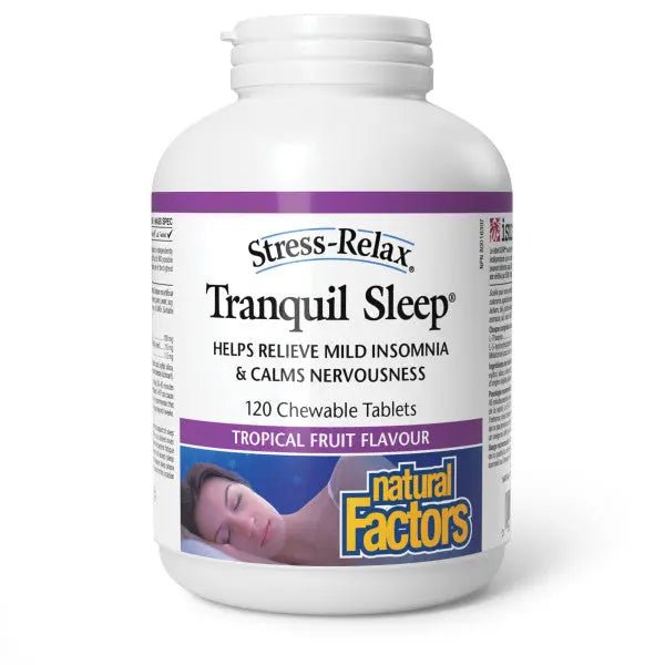 Natural Factors Tranquil Sleep Tropical Fruit Flavor Chewable Tablets - Nutrition Plus