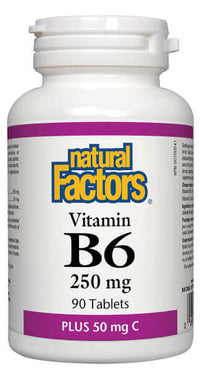 Thumbnail for Natural Factors Vitamin B6 250 mg Plus 50 mg C 90 Tablets - Nutrition Plus