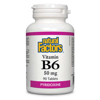 Thumbnail for Natural Factors Vitamin B6 50 mg 90 Tablets - Nutrition Plus