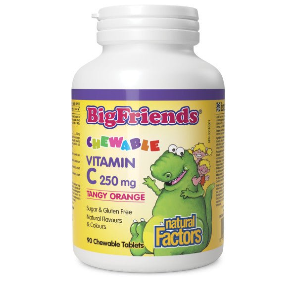 Natural Factors Vitamin C 250mg Big Friends 90 Tangy Orange Chewable Tablets - Nutrition Plus