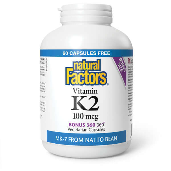 Natural Factors Vitamin K2 360 Veg Capsules, Bonus Bottle - Nutrition Plus
