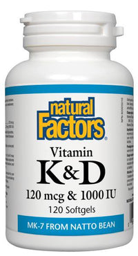 Thumbnail for Natural Factors Vitamin K+D 120 mcg/1000 IU - Nutrition Plus