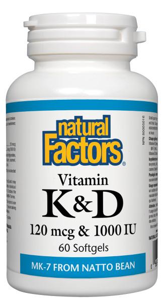 Natural Factors Vitamin K+D 120 mcg/1000 IU - Nutrition Plus