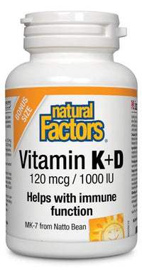 Thumbnail for Natural Factors Vitamin K+D 120 mcg/1000 IU - Nutrition Plus