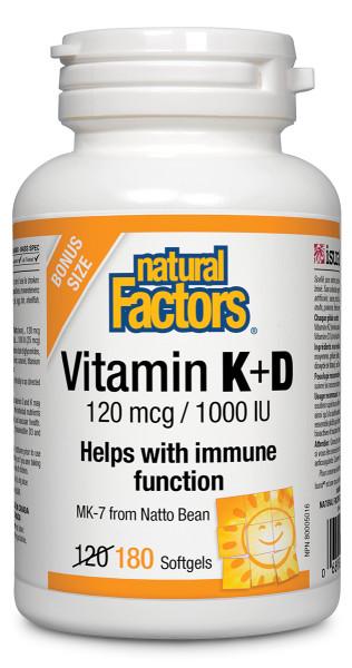 Natural Factors Vitamin K+D 180 Softgels - Nutrition Plus