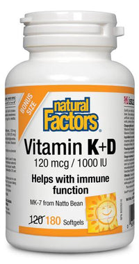 Thumbnail for Natural Factors Vitamin K+D 180 Softgels - Nutrition Plus