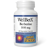 Thumbnail for Natural Factors WellBetX Berberine 500mg 60 Veg Capsules - Nutrition Plus