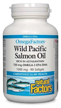 Thumbnail for Natural Factors Wild Pacific Salmon Oil 1000 mg, OmegaFactors - Nutrition Plus