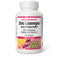 Thumbnail for Natural Factors Zinc with Echinamide & Vitamin C, Honey 60 Lozenges - Nutrition Plus