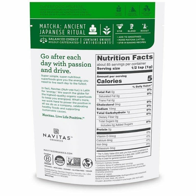 Navitas Organics, Organic Matcha Powder 85 Grams - Nutrition Plus