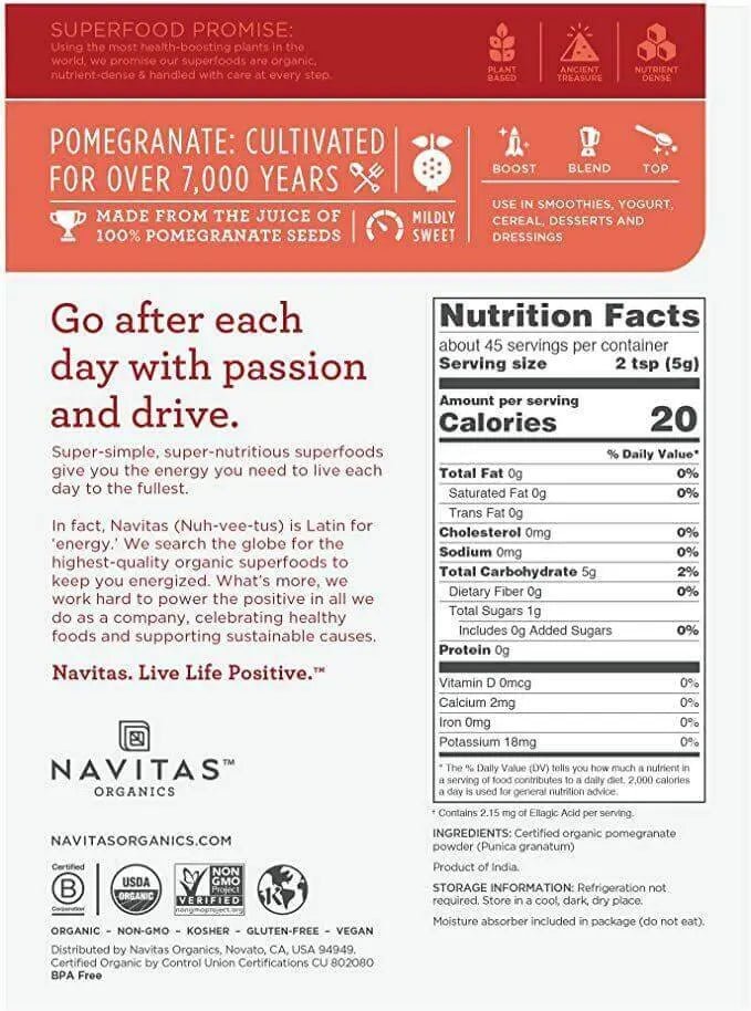 Navitas Organics, Organic Pomegranate Powder 227 Grams - Nutrition Plus