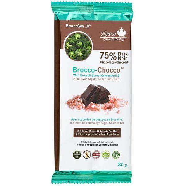 Newco Brocco-Chocco Organic 75% Dark Chocolate Bars 80 Grams - Nutrition Plus