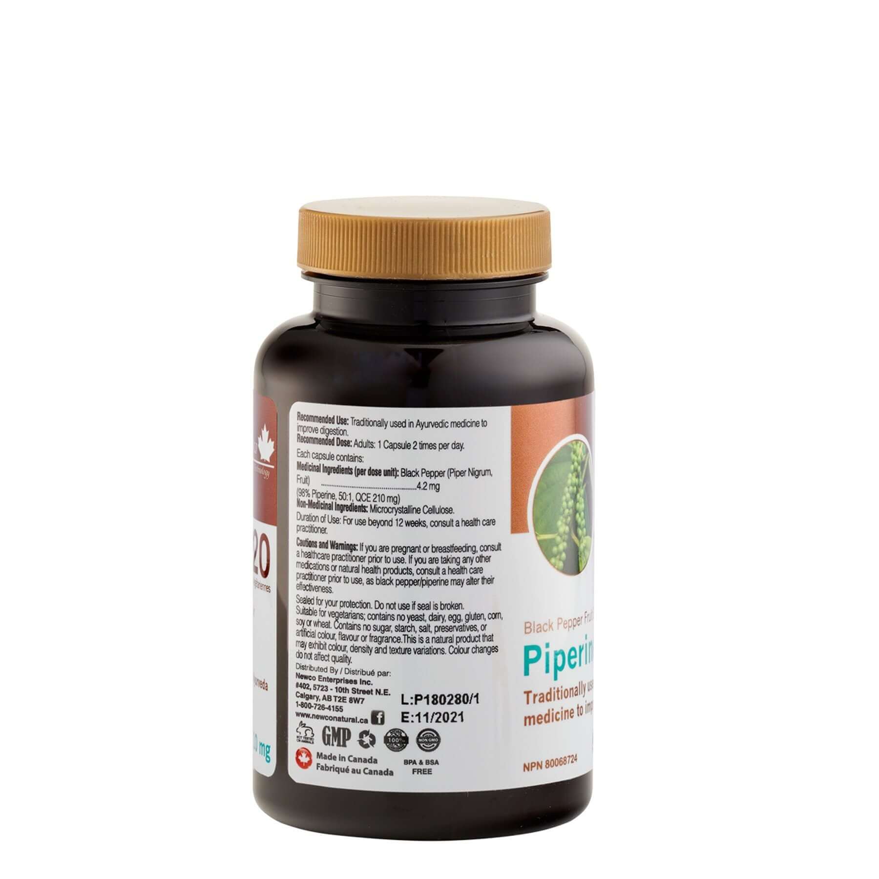 Newco Piperine, Black Pepper Fruit Extract 120 Vegetarian Capsules - Nutrition Plus