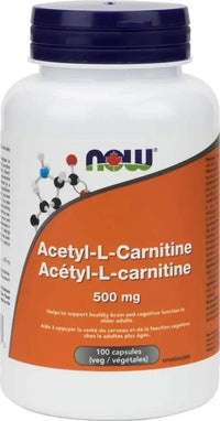 Thumbnail for Now Acetyl L-Carnitine 500 mg 100 Veg Capsules - Nutrition Plus