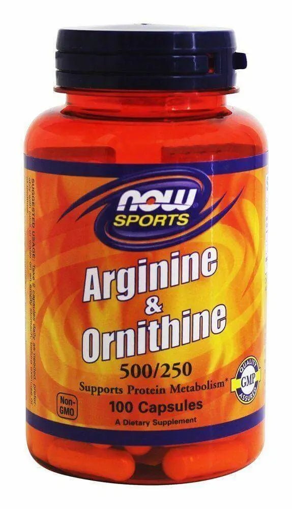 Now Arginine & Ornithine 500-250 mg 100 Capsules - Nutrition Plus
