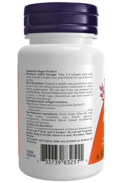 Now Astaxanthin 4 mg 60 Veg Softgels - Nutrition Plus