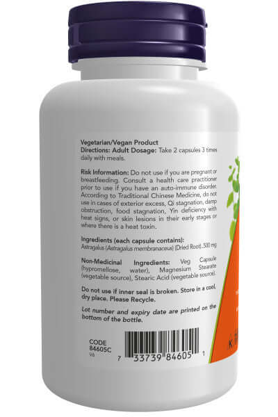 Now Astragalus 500 mg 100 Veg Capsules - Nutrition Plus