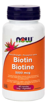 Thumbnail for Now Biotin 5,000 mcg 60 Veg Capsules - Nutrition Plus