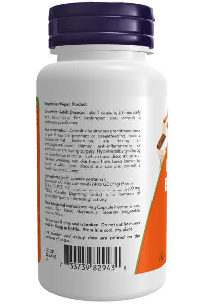 Now Bromelain 500 mg 2400 GDU / g 60 Veg Capsules - Nutrition Plus