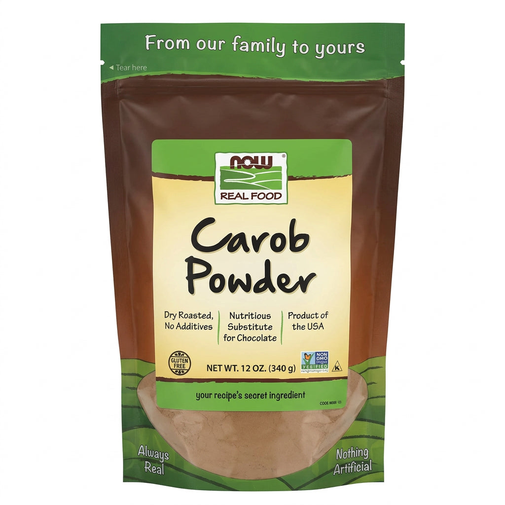 Now Carob Powder, Dry Roasted 12 oz (340 Grams) - Nutrition Plus