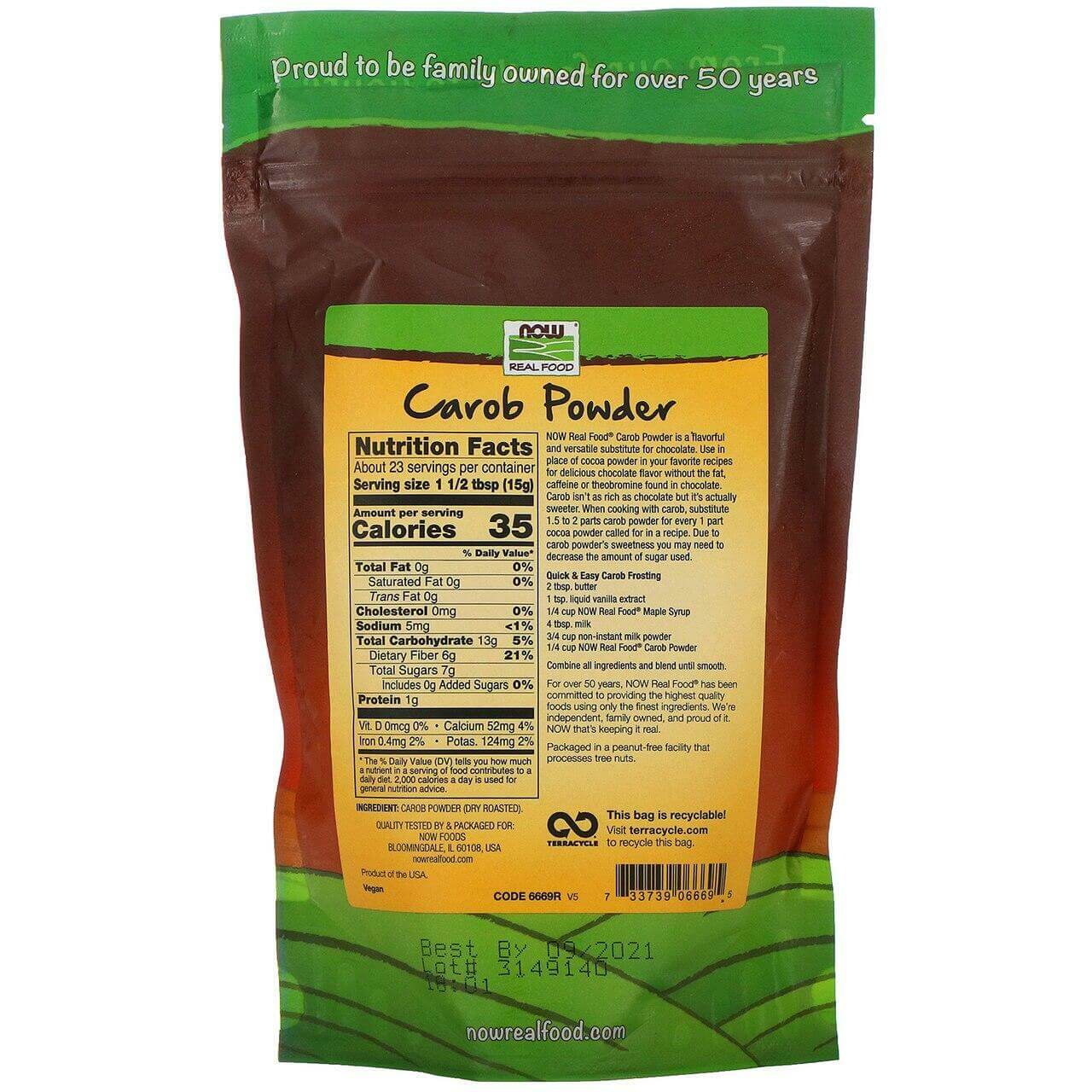Now Carob Powder, Dry Roasted 12 oz (340 Grams) - Nutrition Plus