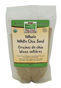 Thumbnail for Now Chia Seeds Whole, White, Organic 400 Grams - Nutrition Plus