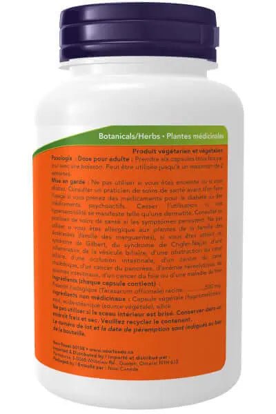 Now Dandelion Root 500 mg 100 Veg Capsules - Nutrition Plus