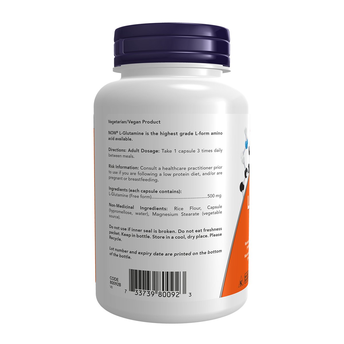 Now L-Glutamine 500mg 120 Veg Capsules - Nutrition Plus