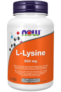Thumbnail for Now L-Lysine 500 mg 100 Veg Capsules - Nutrition Plus