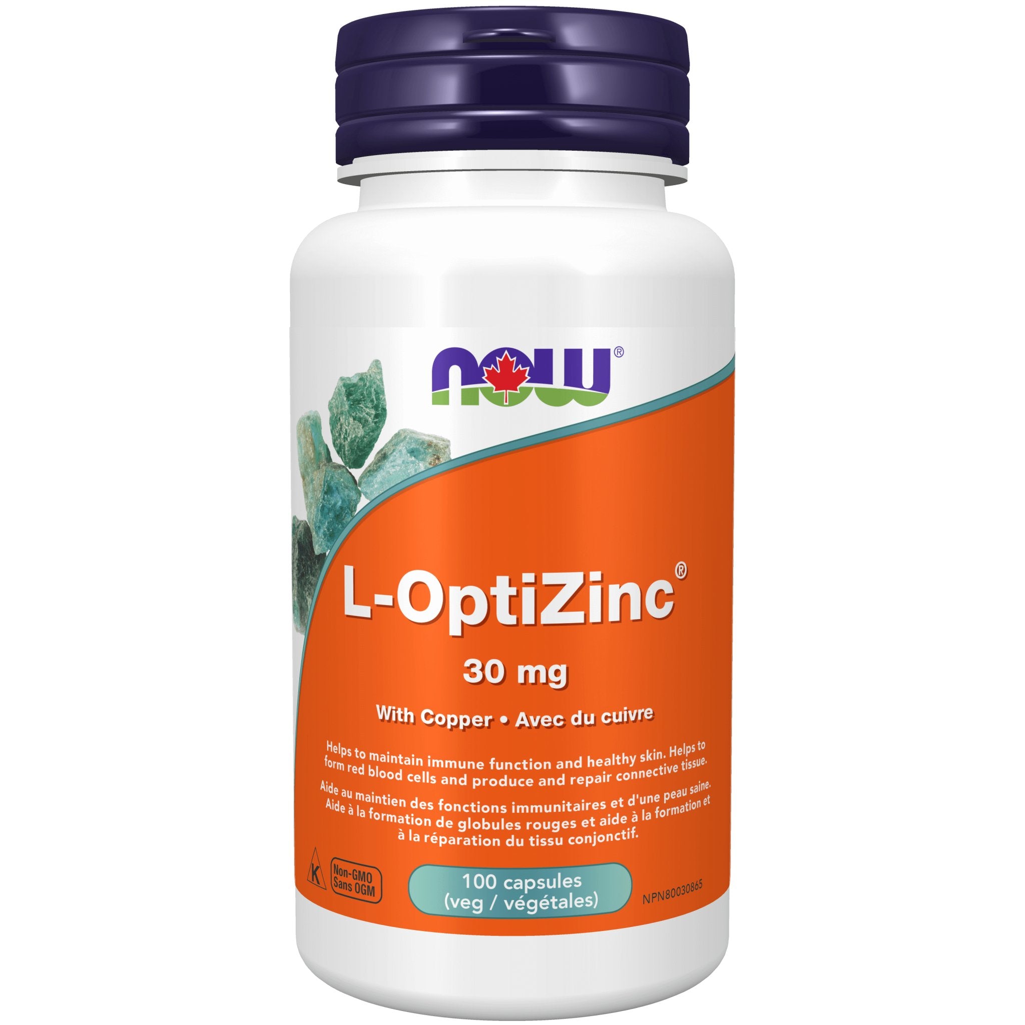 Now L-OptiZinc® Monomethionine 30mg 100 Veg Capsules - Nutrition Plus