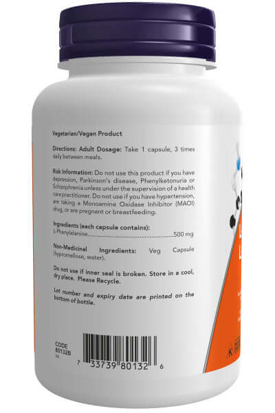 Now L-Phenylalanine 500mg 120 Veg Capsules - Nutrition Plus