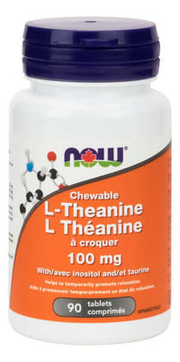 Thumbnail for Now L-Theanine 100mg Plus 90 Chewable Tablets - Nutrition Plus