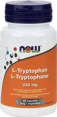 Thumbnail for Now L-Tryptophan 220 mg 60 Veg Capsules - Nutrition Plus