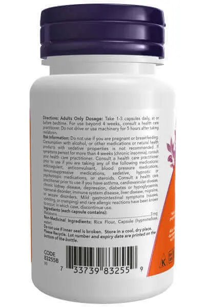 Now Melatonin 3mg 60 Capsules - Nutrition Plus