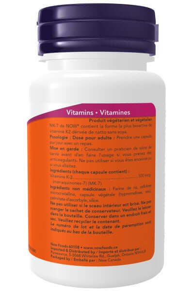 Now MK-7 Vitamin K-2 100 mcg 60 Veg Capsules - Nutrition Plus