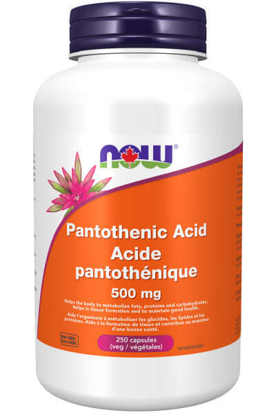Now Pantothenic Acid 500 mg 250 Veg Capsules - Nutrition Plus