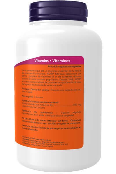 Now Pantothenic Acid 500 mg 250 Veg Capsules - Nutrition Plus
