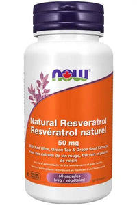 Thumbnail for Now Resveratrol 50 mg Plus 60 Veg Capsules - Nutrition Plus
