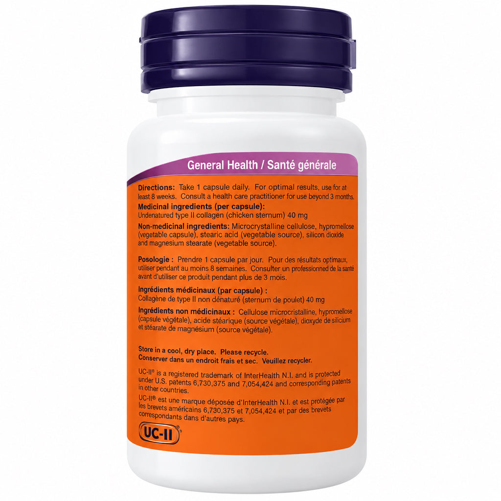 Now UC-II® Undenatured Collagen 40 mg 60 Veg Capsules - Nutrition Plus