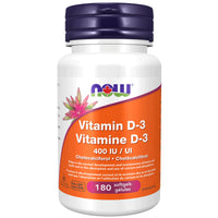 Thumbnail for Now Vitamin D-3 400 IU 180 Softgels - Nutrition Plus