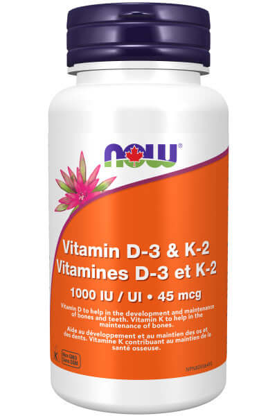 Now Vitamin D-3 & K2 120 Veg Capsules - Nutrition Plus