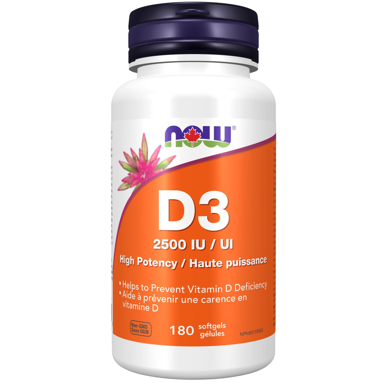 Now Vitamin D3 2500 IU 180 Softgels - Nutrition Plus