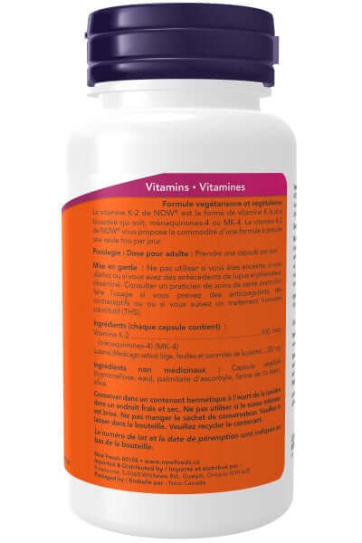 Now Vitamin K-2 100 mcg 100 Veg Capsules - Nutrition Plus