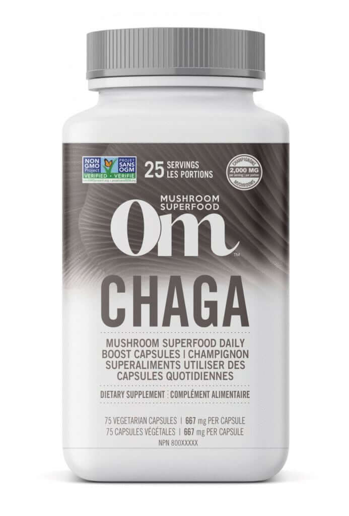 OM Chaga Mushroom 75 Veg Capsules - Nutrition Plus