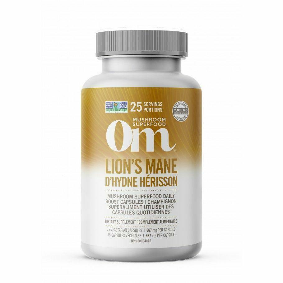 OM LIONS' MANE Mushroom 75 Veg Caps - Nutrition Plus