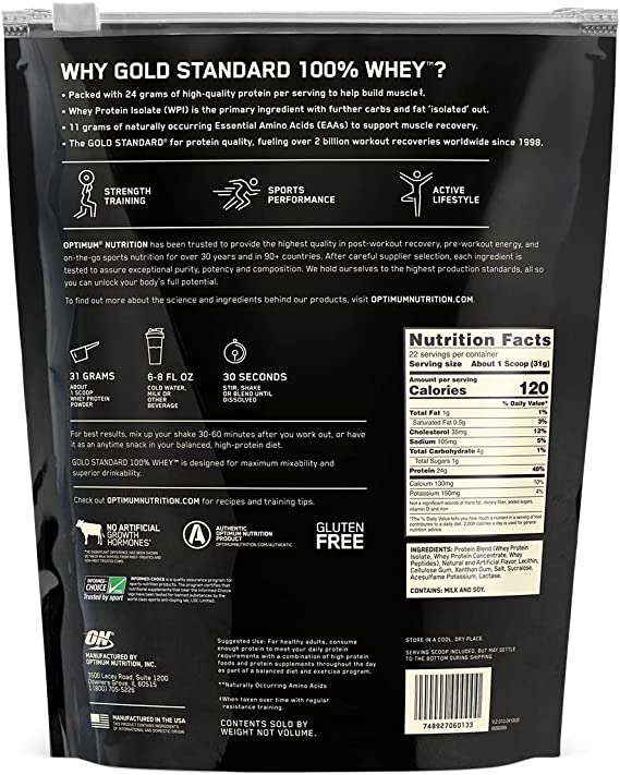 Optimum Nutrition Gold Standard 100% Whey 1.5 LB Bag - Nutrition Plus