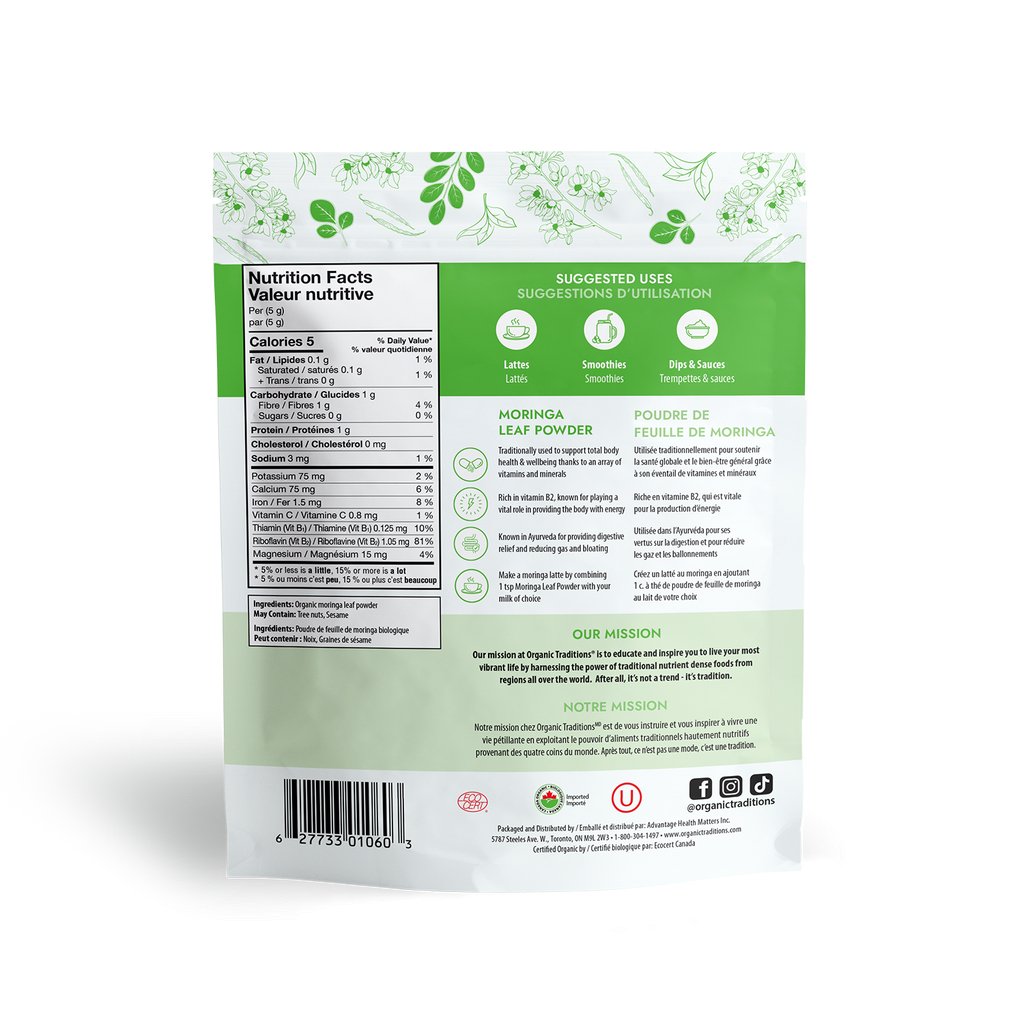 Organic Traditions Organic Moringa Leaf Powder 200 Grams - Nutrition Plus