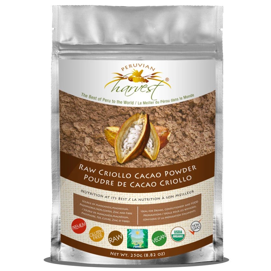 Peruvian Harvest Raw Criollo Cacao Powder 250 Grams - Nutrition Plus