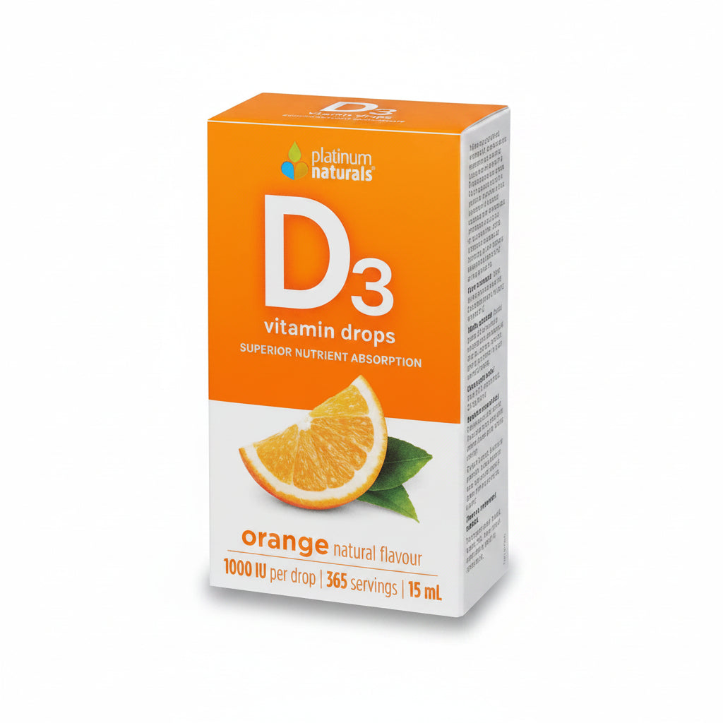 Platinum Naturals Vitamin D3 1000 i.u. 15mL Orange Flavour - Nutrition Plus